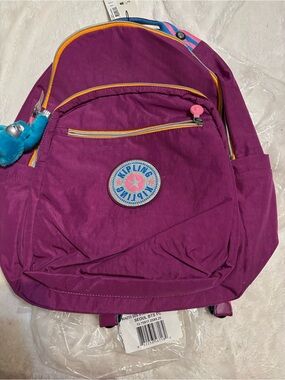 Kipling stars pop magenta large Seoul backpack nwt